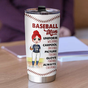Personalized Baseball Mom Tumbler - Baseball Mom - Female Baseball Front View - Tumbler Cup - GoDuckee