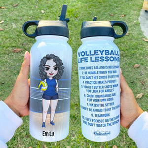 Personalized Female Volleyball Player Water Bottle - Volleyball Life Lessons - Water Bottles - GoDuckee