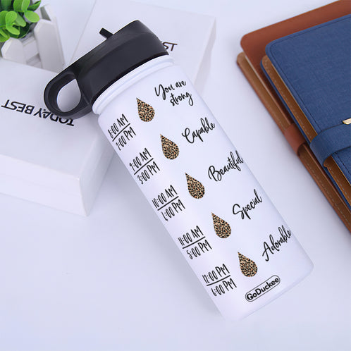 Mother's Day - Personalized Badass Woman Water Bottle - Straight Outta Patience - Leopard Pattern - Water Bottles - GoDuckee