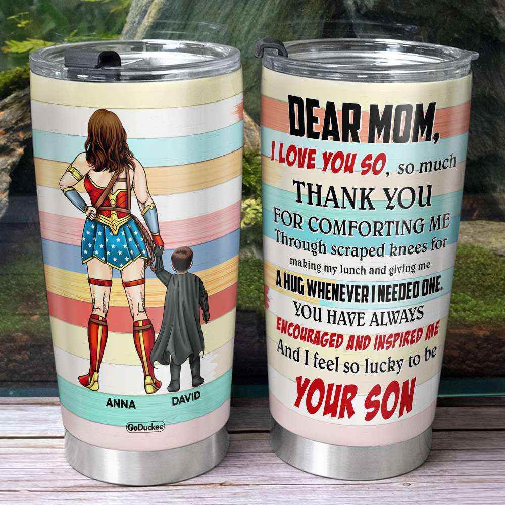 Lucky Son Of An Awesome Mom - Personalized Tumbler Cup
