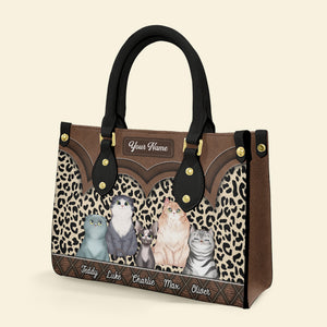 Personalized Cat Leather Bag, Gift For Cat Lovers - GoDuckee