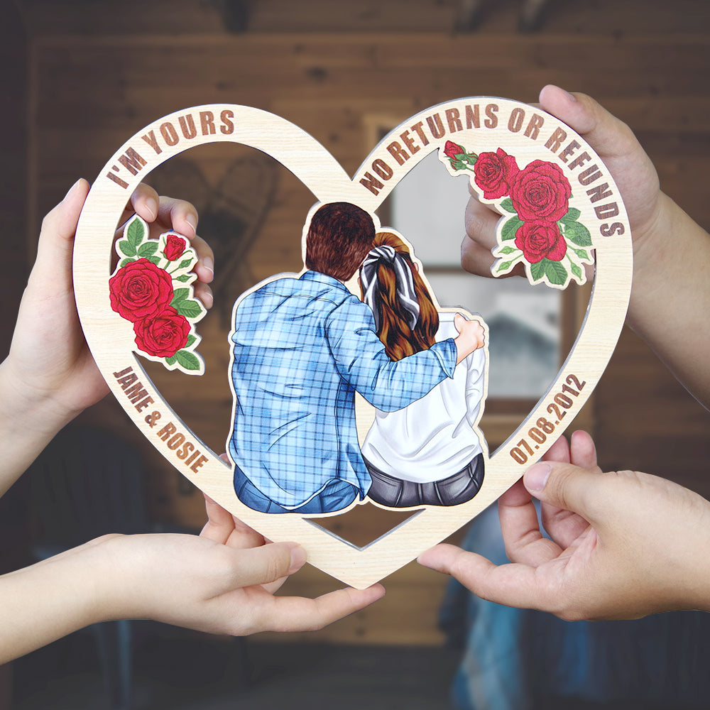 I'm Yours No Returns Or Refunds - Personalized Couple Wood Sign - Meaningful Gift For Anniversary, Valentine's Day CPL1412 - Wood Sign - GoDuckee