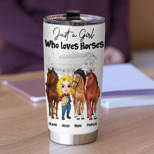 Just A Girl Who Loves Horses - Personalized Tumbler Cup - Tumbler Cup - GoDuckee