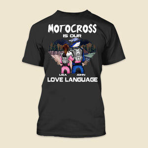 Motocross Couple Motocross Is Our Love Language Personalized Shirts - Shirts - GoDuckee