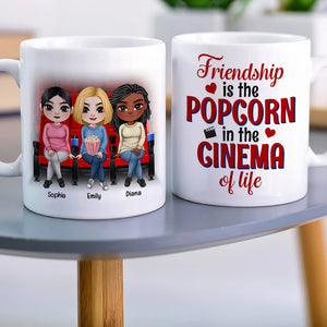 Friendship Is The Popcorn In The Cinema Of Life, Friendly White Mug - Coffee Mug - GoDuckee
