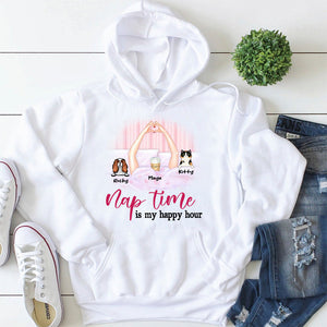 Nap Time Is My Happy Hour, Personalized Nap Queen, Dog & Cat Shirt - Shirts - GoDuckee