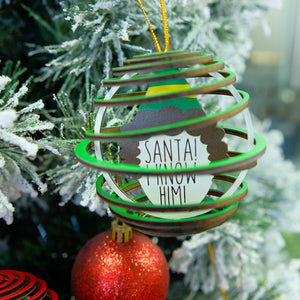 Santa I Know Him Personalized Christmas Elf 3D Dual Spiral Ornament, Christmas Tree Decor - Ornament - GoDuckee