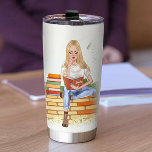 Personalized Reading Girl Tumbler - Benefits Of Books - Nose In A Book - Tumbler Cup - GoDuckee