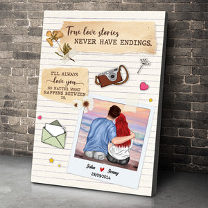 True Love Stories Never Have Endings I'll Always Love You, Personalized Romantic Couple Canvas Print, Gift for Lovers - Poster & Canvas - GoDuckee