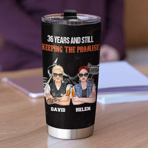 Personalized Biker Couple Tumbler Cup - Still Keeping The Promise - Tumbler Cup - GoDuckee