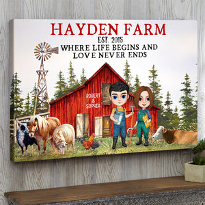 Where Life Begins And Love Never Ends Personalized Farm Couple Poster - Poster & Canvas - GoDuckee