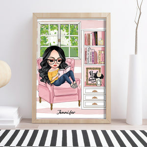 Girl Reading Books, Gift For Book Lover, Personalized Poster - Poster & Canvas - GoDuckee