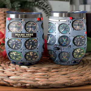 Flight Instruments Theme - Custom Pilot's Name Wine Tumbler - Wine Tumbler - GoDuckee