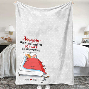 Annoying Each Other's Sleep Personalized Funny Couple Blanket, Gift For Couple - Blanket - GoDuckee