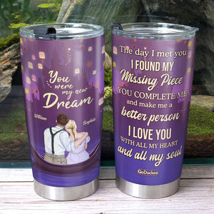 The Day I Met You I Found My Missing Piece Personalized Couple Tumbler - Tumbler Cup - GoDuckee