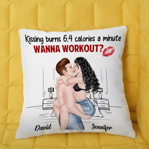 Kissing Burns 6.4 Calories A Minute, Personalized Couple Pillow, Gift For Couple - Pillow - GoDuckee