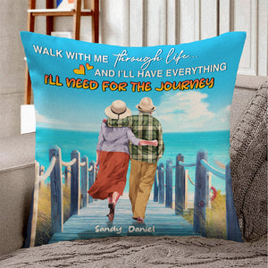 Walk With Me Through Life - Personalized Pillow - Gift For Couple - Pillow - GoDuckee