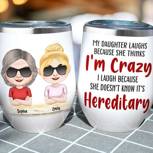 Mom It's Hereditary, Personalized Wine Tumbler, Bad*ss Mom And Kids Wine Tumbler, Funny Mother's Day Gift - Wine Tumbler - GoDuckee