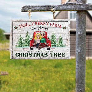 Couple Farm Family Owned Christmas Tree, Printed Metal Sign Couple Christmas Gift - Metal Wall Art - GoDuckee