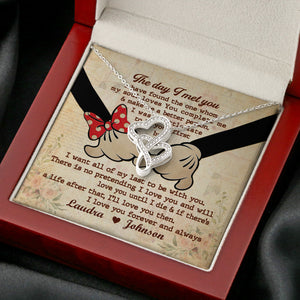 Couple I Love You Forever - Personalized Double Heart Necklace - Jewelry - GoDuckee