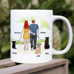 Roses Are Red, Violets Are Blue, Gift For Couple, Personalized Mug, Dog Walking Mug, Anniversary Gift - Coffee Mug - GoDuckee