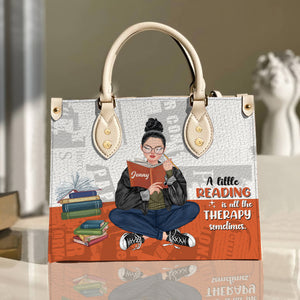 A Little Reading Is All The Therapy Sometimes Personalized Book Leather Bag Gift For Book Lovers - Leather Bag - GoDuckee