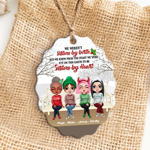 We Were Put On This Earth To Be Sisters By Heart, Personalized Friends Wood Ornament, Christmas Gift - Ornament - GoDuckee