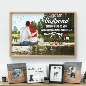 Personalized Couple Canvas Print, Forest Lake View, Sitting Next To You Means Everything To Me, - Poster & Canvas - GoDuckee