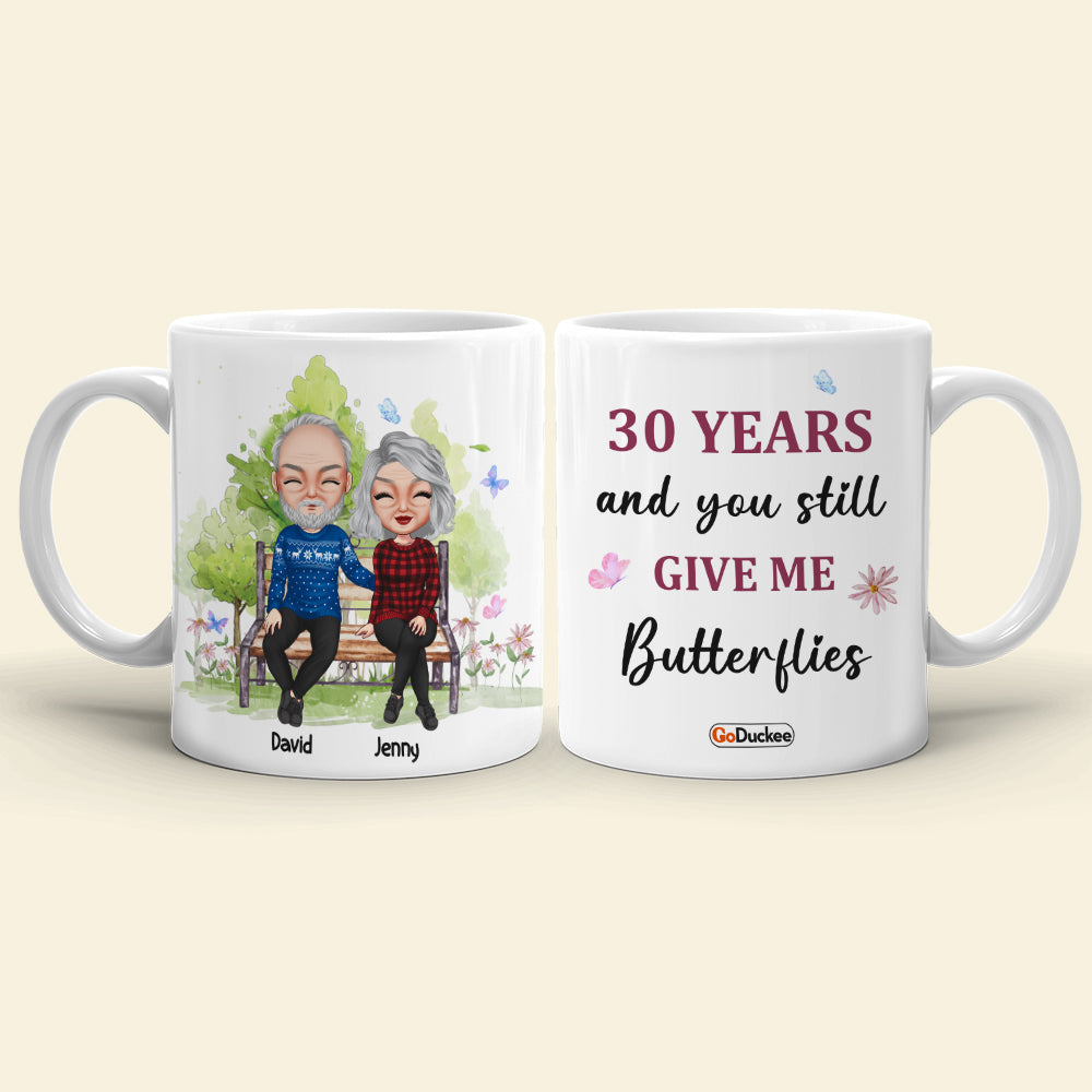 30 Years And You Still Give Me Butterflies Personalized Couple Mug, Gift For Couple - Coffee Mug - GoDuckee