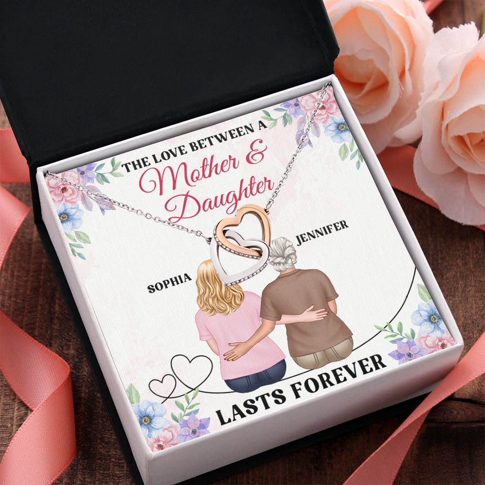 The Love Between Mother & Daughter, Personalized Interlocking Heart Necklace, Mother's Day Gift For Mom - Jewelry - GoDuckee