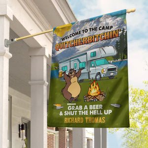 Personalized Camping Welcome Flag - Quitcherbitchin Shut The Hell Up - Gift For Camping Lovers - Flag - GoDuckee