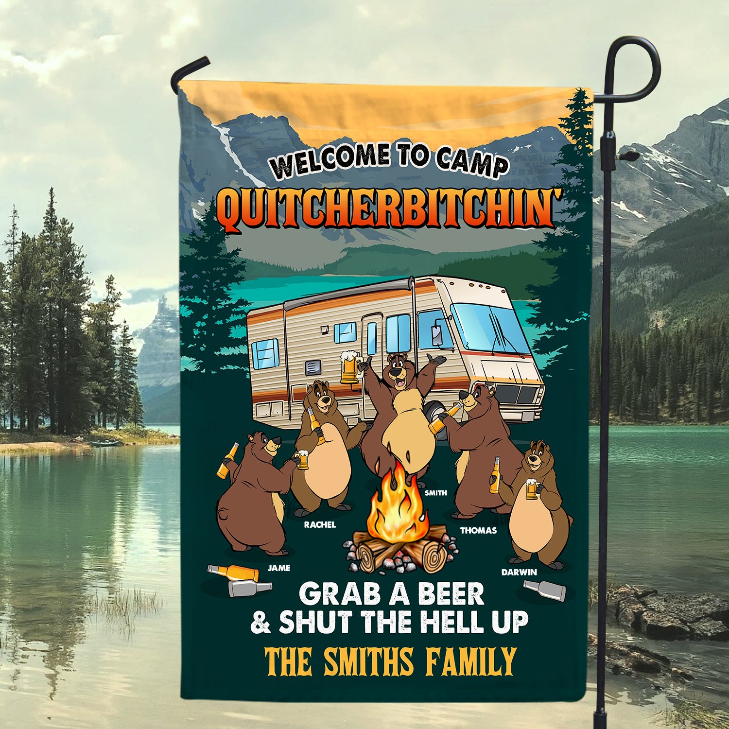 Personalized Camping Welcome Flag - Quitcherbitchin Shut The Hell Up - Gift For Camping Lovers - Flag - GoDuckee