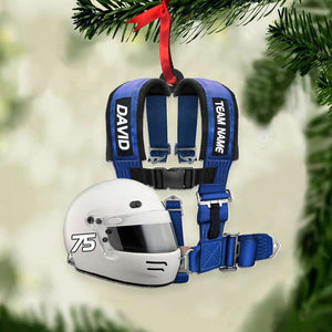 Racing Seat Belt And Helmet Personalized Christmas Ornament - Ornament - GoDuckee