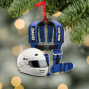 Racing Seat Belt And Helmet Personalized Christmas Ornament - Ornament - GoDuckee