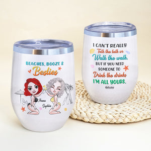 Beaches Booze & Besties Personalized Friends Wine Tumbler Gift For Friends - Wine Tumbler - GoDuckee