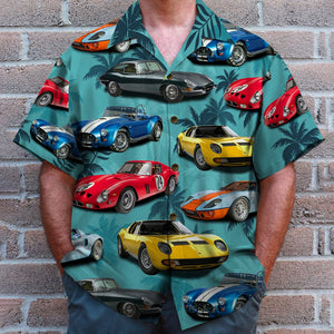 Custom Sport Car Photo Hawaiian Shirt, Coconut Tree Pattern - Hawaiian Shirts - GoDuckee
