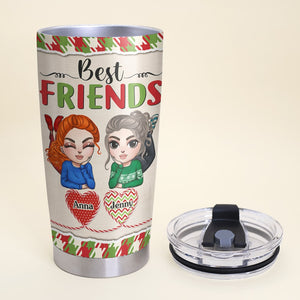 We Are Tied Together With Heartstrings Personalized Best Friends Tumbler, Christmas Gift - Tumbler Cup - GoDuckee