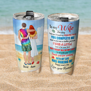 The Day I Met You I Found My Missing Piece Personalized Tumbler Cup Gift For Couple - Tumbler Cup - GoDuckee