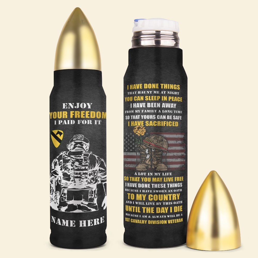Enjoy Your Freedom I Paid For It Personalized Veteran Bullet Tumbler Gift For Him - Water Bottles - GoDuckee