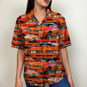 Custom Muscle Car Photo Hawaiian Shirt, Seamless Car Pattern, Summer Gift - Hawaiian Shirts - GoDuckee