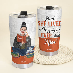 And She Lived Happily Ever After Personalized Reading Books Tumbler Cup Gift For Book Lovers - Tumbler Cup - GoDuckee