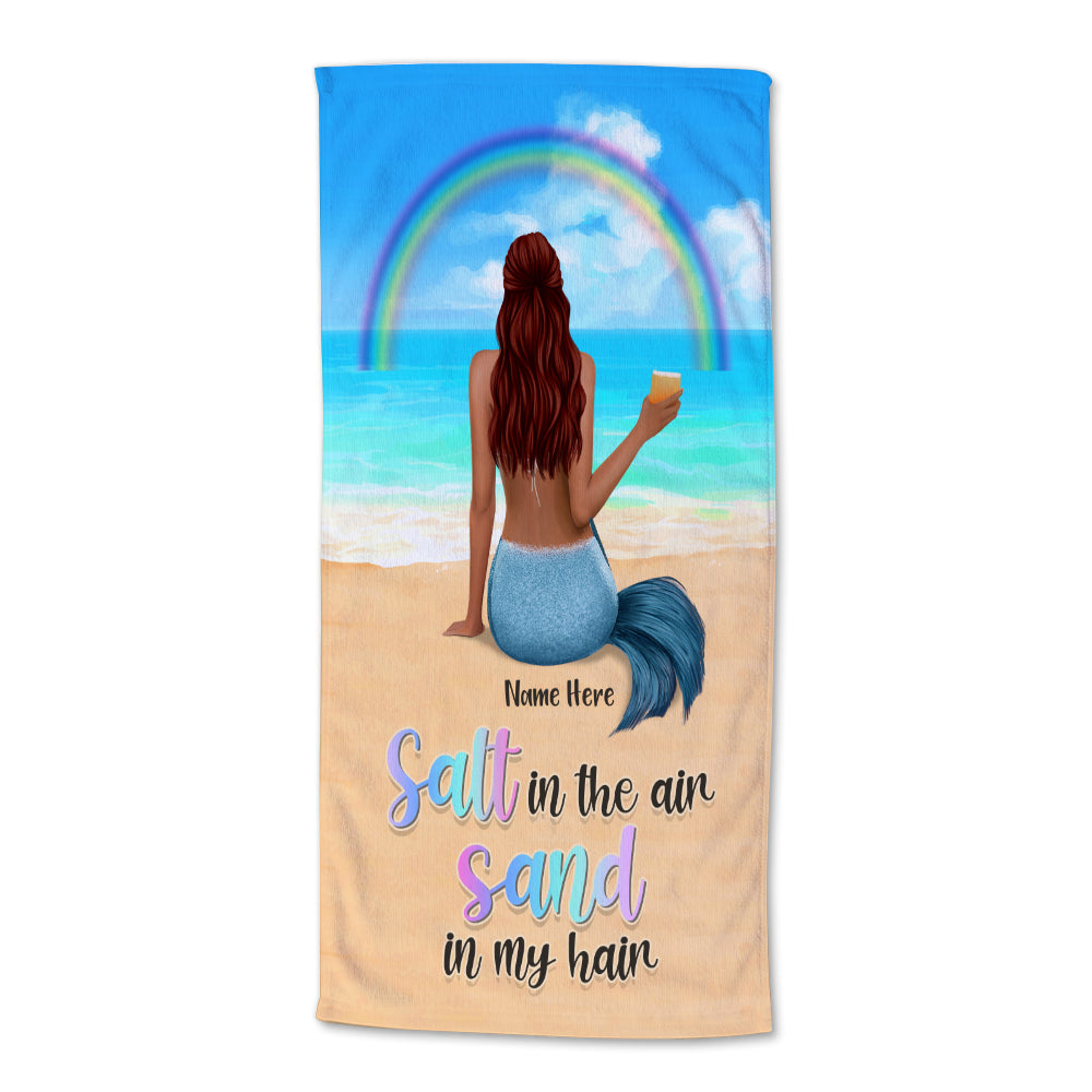 Salt In The Air Sand In My Hair - Personalized Mermaid Beach Towel - Gifts For Best Friends, Salty Sister, Besties - Beach Towel - GoDuckee