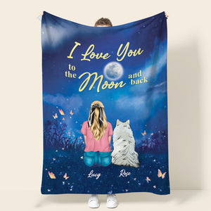 Dogs I Love You To The Moon And Back - Personalized Blanket - Blanket - GoDuckee