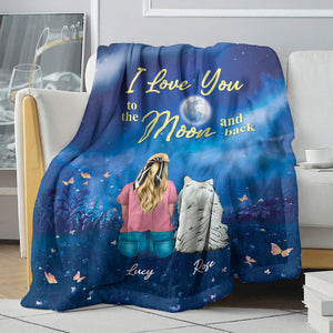 Dogs I Love You To The Moon And Back - Personalized Blanket - Blanket - GoDuckee