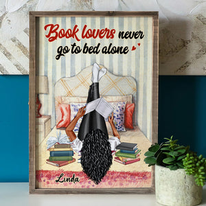 Personalized Reading Girl Poster - Book Lovers Never Go To Bed Alone - Girl Lying Down Reading - Poster & Canvas - GoDuckee