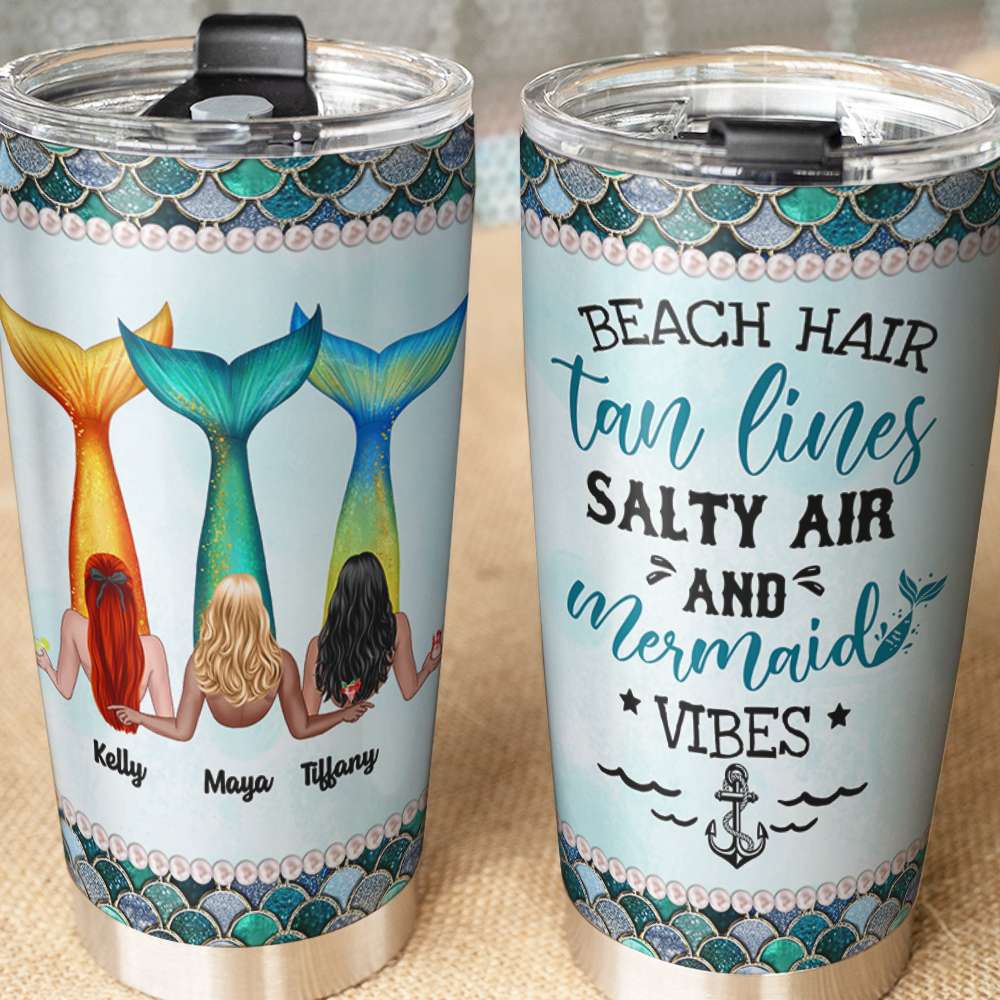 Personalized Mermaid Friends Tumbler - Best Friends Are Hard To