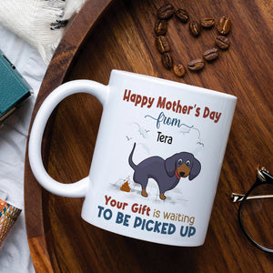 Your Gift Is Waiting To Be Picked Up, Personalized Mug, Gift For Dog Mom, Mother's Day Gift, Chibi Dogs - Coffee Mug - GoDuckee