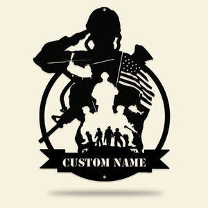 Home of The Free Because of The Brave, Personalized Metal Sign, Military Gifts - Metal Wall Art - GoDuckee