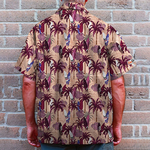 Surfing Hawaiian Shirt - Custom Palm Trees Background - Hawaiian Shirts - GoDuckee