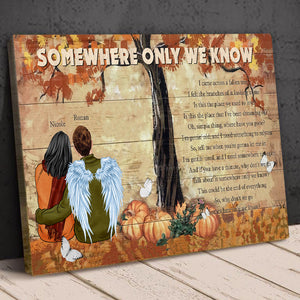 Personalized Autumn Couple Canvas Print, Somewhere Only We Know - Poster & Canvas - GoDuckee